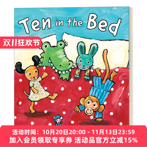 英文原版绘本 Ten in the Bed Jane Cabrera's Story Time 十点上床睡觉 0-2岁幼儿童谣儿歌 算数 纸板书 英文版 进口英语原版书籍