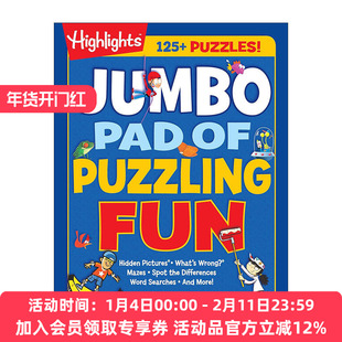 英文原版 Jumbo Pad of Puzzling Fun Highlights Jumbo Books & Pads 趣味谜题巨型便笺簿 隐藏图片 单词搜索 找不同 游戏活动书