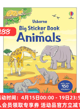 英文原版 Usborne Big Sticker Book of Animals 尤斯伯恩动物主题单词贴纸书 儿童启蒙认知学习 新版 英文版 进口英语原版书籍