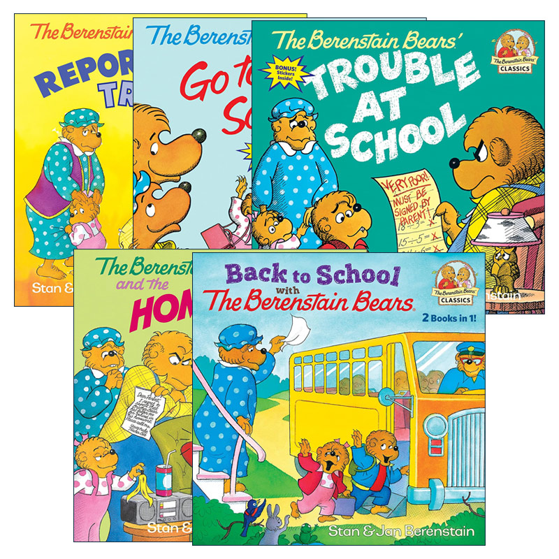 英文原版 The Berenstain Bears 贝贝熊上学系列5册 儿童英语启蒙认知亲子绘本 贝贝熊上学/学校的烦恼 英文版 进口英语原版书籍