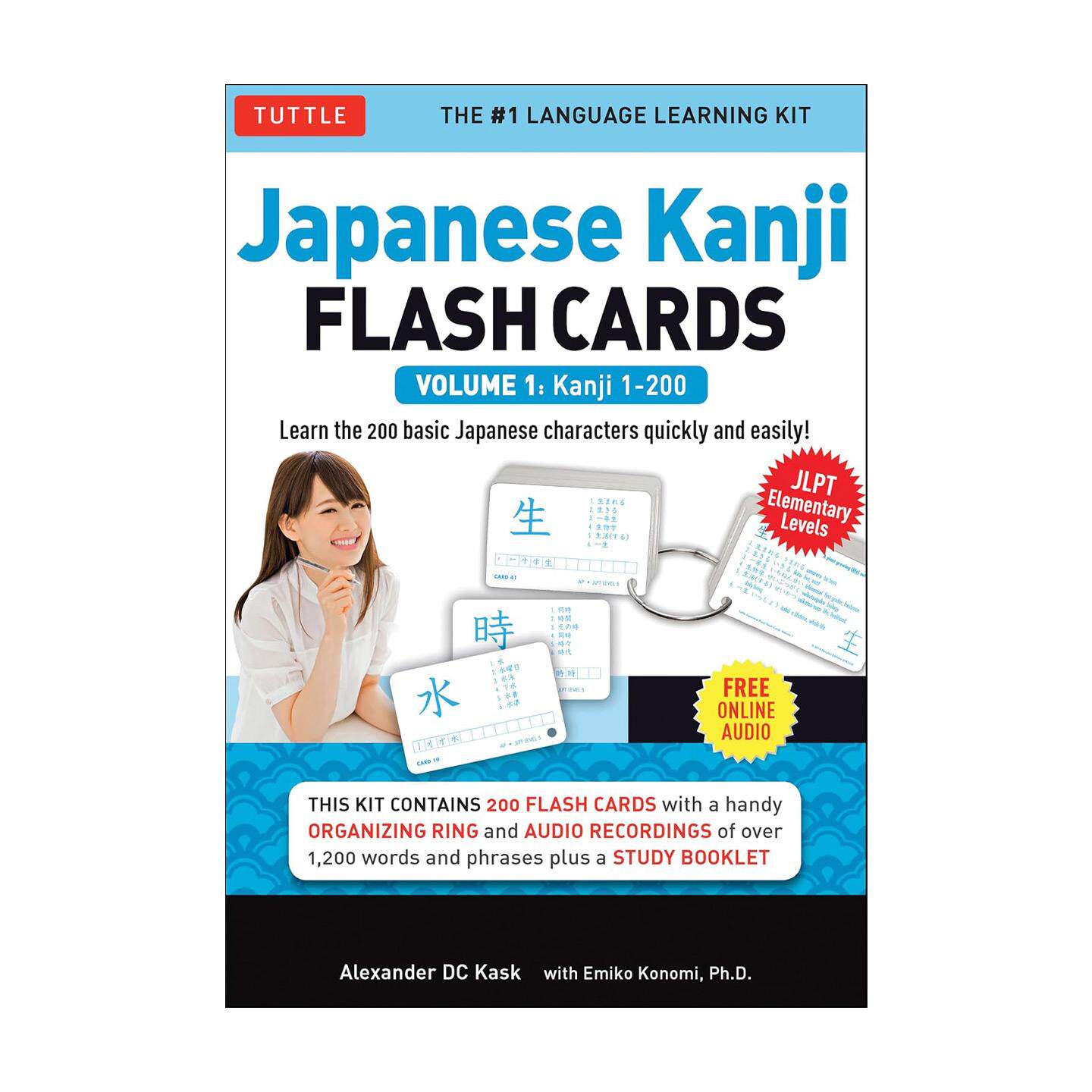 原版 Japanese Kanji Flash Cards Kit Volume 1 日语汉字识字闪卡套装1 JLPT备考 初级水平 含在线音频 Tuttle 进口原版书籍