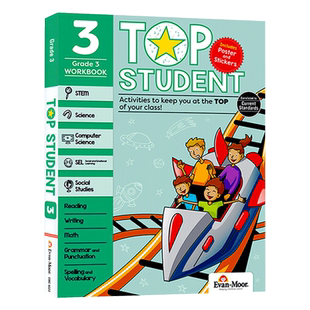 美国加州教辅 优等生系列练习册小学三年级 英文原版 Top Student Grade 3 英语数学STEM科学计算机社交情感地理 英文版书籍
