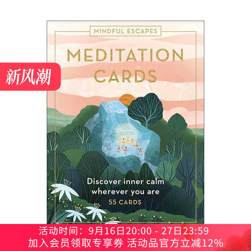 英文原版 Mindful Escapes Meditation Cards 正念放松冥想卡片 55张卡片 英文版 进口英语原版书籍