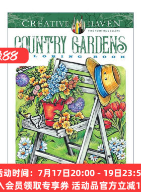英文原版 Creative Haven Country Gardens Coloring Book 创意保护区 乡村花园 填色涂色书 风景 减压 休闲娱乐 进口英语原版书籍
