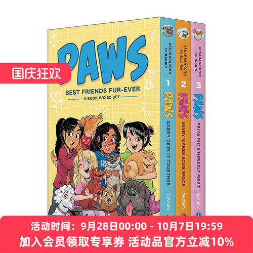 英文原版 PAWS Best Friends Fur-Ever Boxed Set 爪子系列1-3册盒装套装 儿童全彩漫画绘本图画书 友谊故事 Nathan Fairbairn