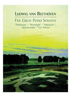英文原版 Five Great Piano Sonatas 五首伟大的钢琴奏鸣曲 贝多芬乐谱 英文版 进口英语原版书籍