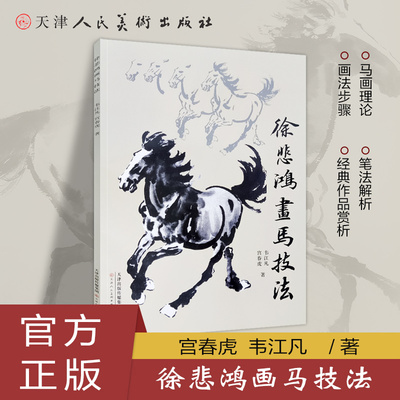 徐悲鸿画马技法 近现代名家徐悲鸿水墨马绘画画法技法 韦江凡写意国画初学者基础入门教材马眼鼻部特点马尾部特点要领步骤鬃毛画法