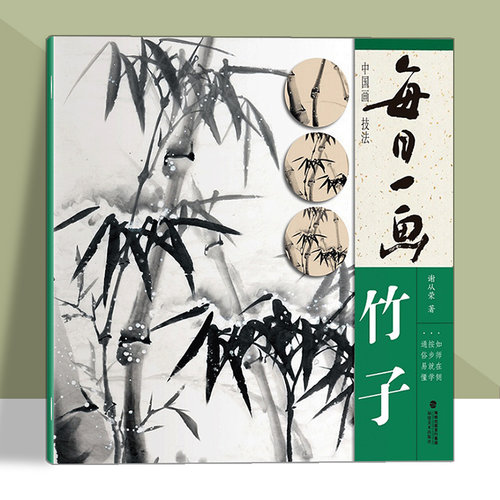 每日一画 竹子中国画技法国画书写意水墨画竹子册页/工笔画竹子技法画法步骤大全集教材 专业美术初学者画竹子入门基础福建美术