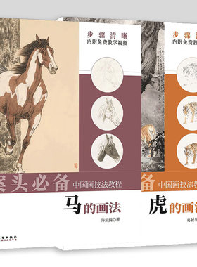 中国画技法教程 马的画法 虎的画法 陈云鹏画集国画技法教程水墨画入门视频教程 安徽美术