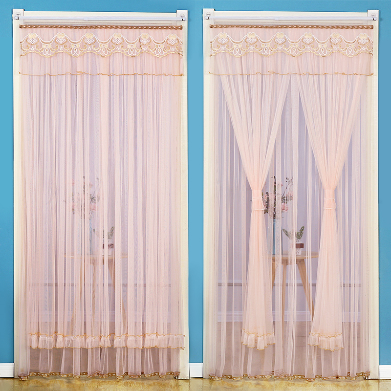 双层蕾丝门帘四季网红飘纱纱帘