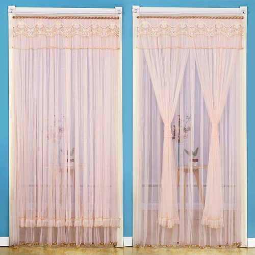 双层蕾丝门帘四季网红飘纱纱帘