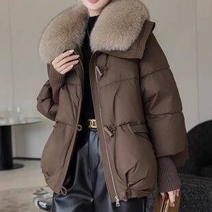 2026冬季新款羽绒棉服女短款洋气韩版宽松棉衣女超大毛领加厚棉袄