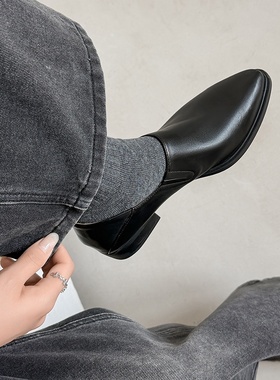 小朵时尚bode头层猪皮布洛克鞋深口单鞋休闲鞋乐福鞋男士女欧洲