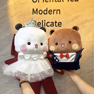 婚纱礼服版 一二布布玩偶熊猫表情包动漫周边抱枕摆件结婚公仔礼物