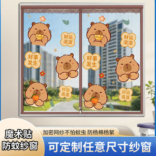 拉链款防蚊纱窗网自装免打孔隐形网纱窗户免魔术贴自粘窗纱防柳絮