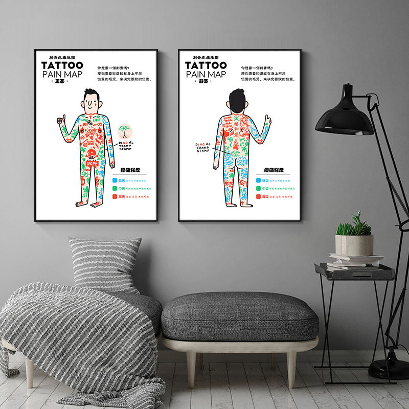 纹身店装饰画简约海报