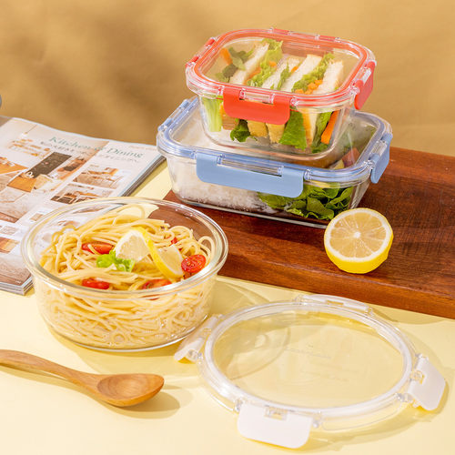 乐扣乐扣旋盖耐热玻璃密封保鲜饭盒微波炉冰箱收纳盒便当盒