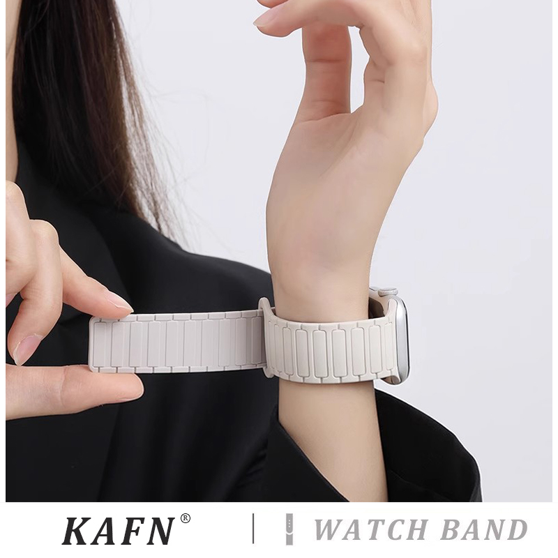 适用Apple Watch10苹果手表表带硅胶磁吸拼色表带iwatch9张婧仪同款运动腕带s8/7/se代男女款时尚41/40/45mm