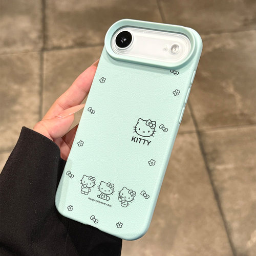 适用苹果17air线条卡通猫咪外壳