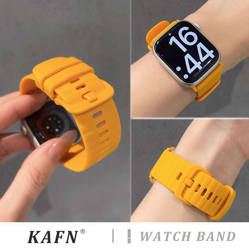 适用applewatch表带s10波浪硅胶苹果s9表带iwatch8纯色智能运动腕带s7/6/5/4/se代男女款时尚透气情侣41/45mm