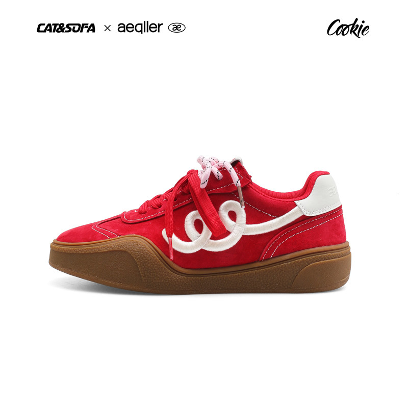 【曲奇系列】eqller×猫与沙发/月光银德训鞋新款刺绣厚底板鞋,女鞋,德训鞋,淘宝优惠券,粉丝福利购,淘宝优惠卷