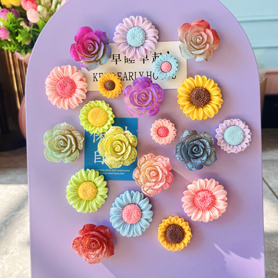 玫瑰花冰箱贴花朵立体创意磁吸贴饰大号磁力贴照片贴磁铁板留言贴