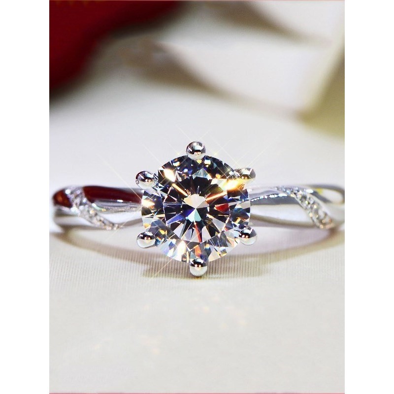 镀pt950铂金仿D级高碳莫桑钻石戒