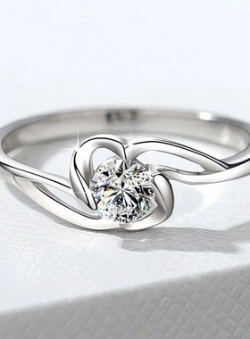 18K白金色戒指女镶嵌莫桑戒指30