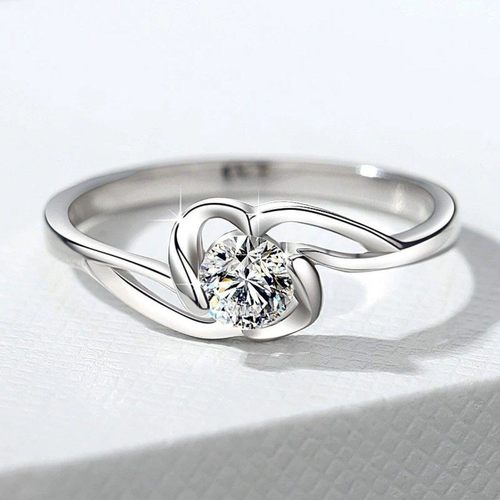 18K白金色戒指女镶嵌莫桑戒指30