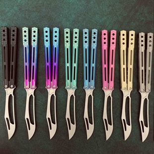 未开刃蝴蝶练习刀花式 甩刀orca户外刀训练刀虎鲸一体逆戟鲸折叠刀