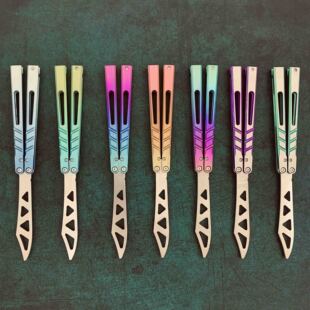 班输造物一体ab初学花式甩刀THEONE钛柄可定制蝴蝶刀练习刀未开刃