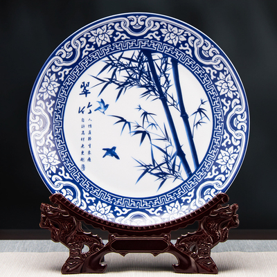 景德镇陶瓷器青花瓷盘子挂盘摆件