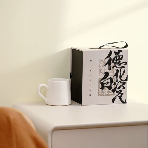 德化白瓷羊脂玉茶杯办公室带盖水杯白瓷家用陶瓷茶具伴手礼套装
