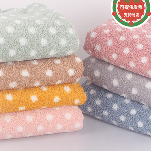 泰迪绒印花点子毛绒布料小颗粒羊圈绒单面仿羊绒圈圈布料服装面料