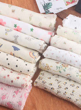 纯棉双层绉布婴儿纱布宝宝口水巾新生儿浴巾孕妇月子服全棉的面料