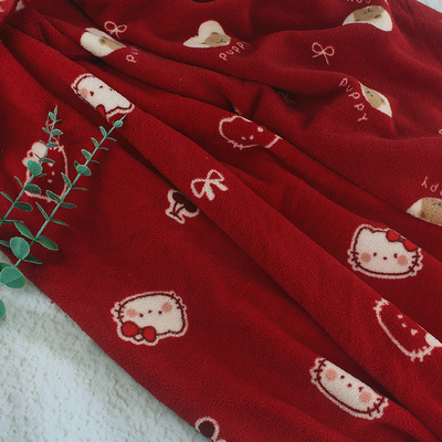 2025秋冬韩版大红加厚睡衣布料