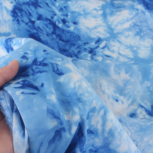 全棉纯手工扎染布料民族风蓝印染蓝印花古道茶席背景布幔装饰面料