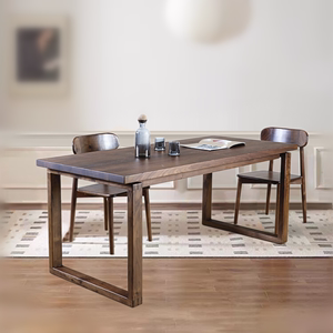 黑胡桃木餐桌北欧简约原木大板桌现代中式莫比全实木茶桌洽谈桌