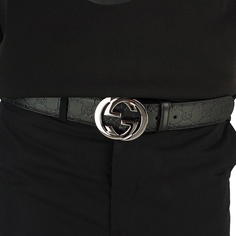 GUCCI¹Å³Û ÕýÆ· ¾µäÄÐʿʱÉÐÐÝÏÐË«Gͷѹ»¨Æ¤´ø 411924-CWC1N