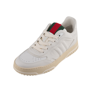 GUCCI古驰女士Re 女春秋推选XY Web系列皮革系带粒面纹理低帮板鞋