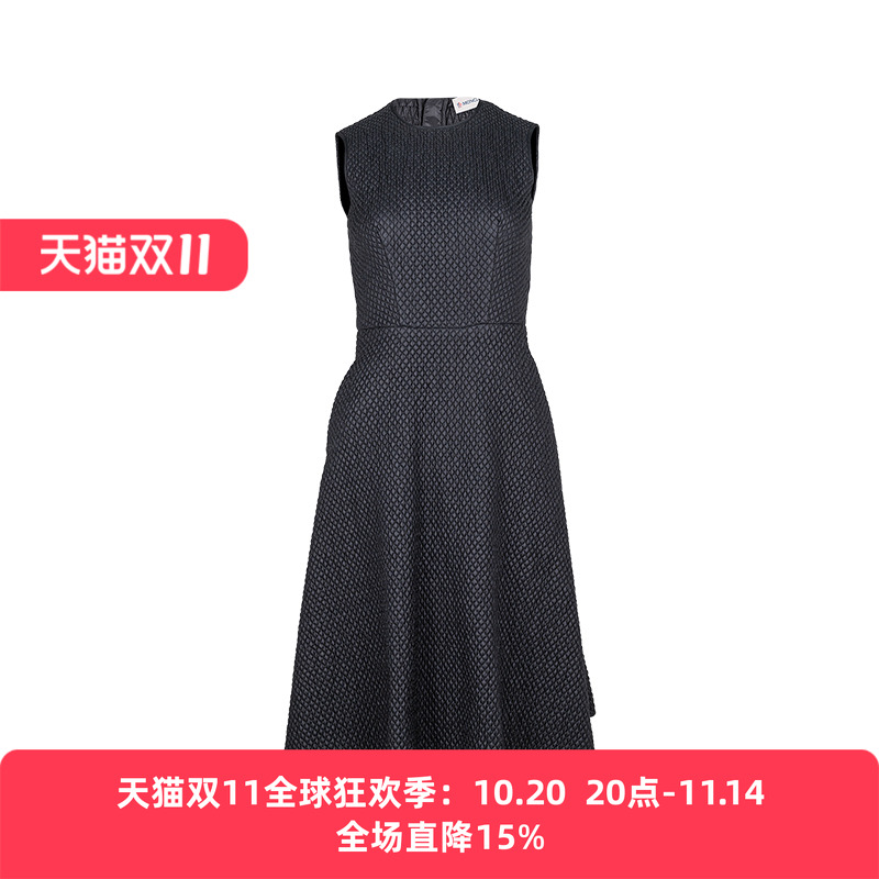 蒙口女士黑色无袖修身连衣裙