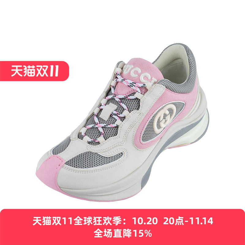 古驰女士RUN圆头系带低帮休闲鞋