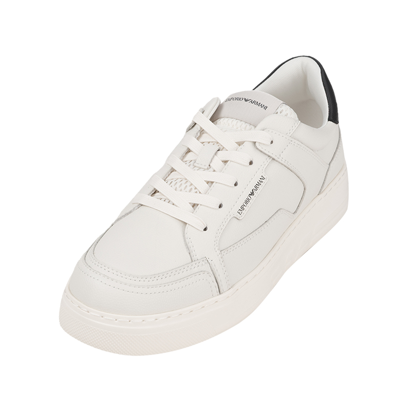 阿玛尼男士经典logo休闲系带板鞋