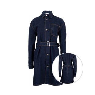 Burberry博柏利女士纯色翻领单排扣全棉长袖 连衣裙女春秋