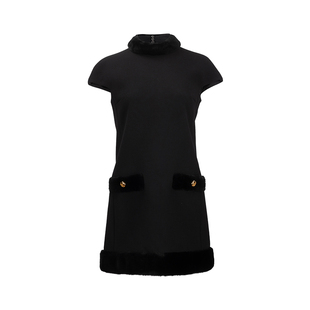 连衣裙女2026年新品 PRADA普拉达女士Natté 春夏系列纯色高领短袖