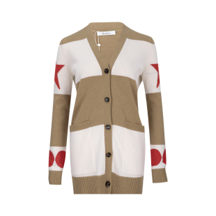 MaxMara麦丝玛拉女士V领单排扣拼色羊毛针织衫 秋冬推选XY 毛衣开衫