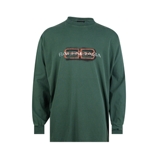 Balenciaga巴黎世家男士落肩袖棉质圆领长袖T恤男2026年新品推选