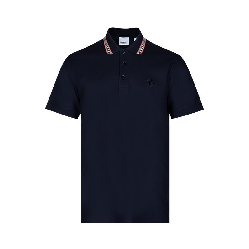 Burberry男士条纹衣领短袖Polo衫