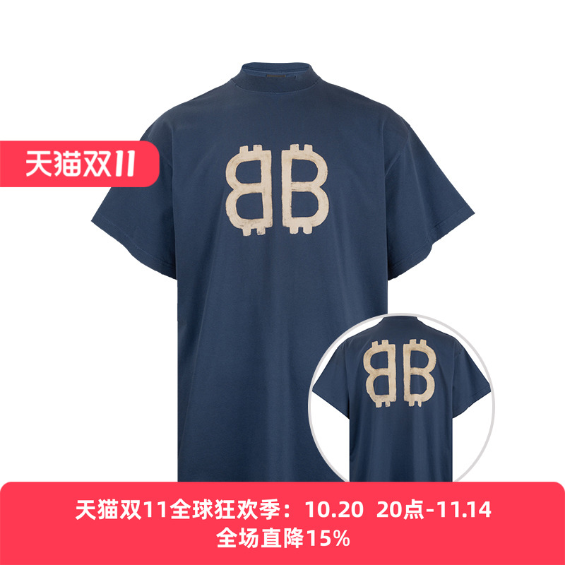 巴黎世家男士字母圆领短袖T恤