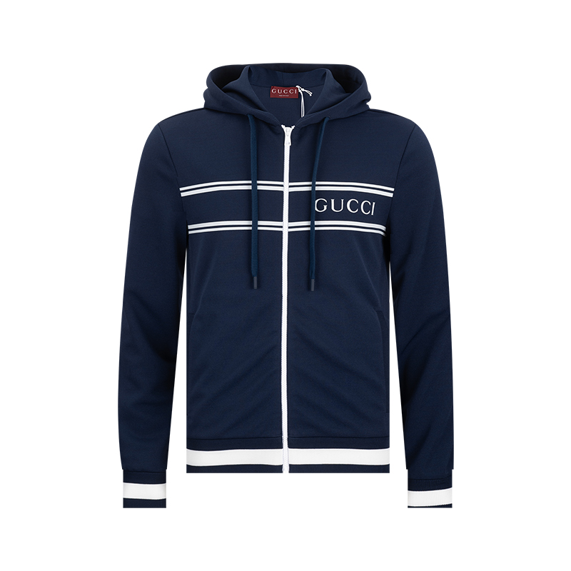 古驰男士印花连帽拉链夹克外套